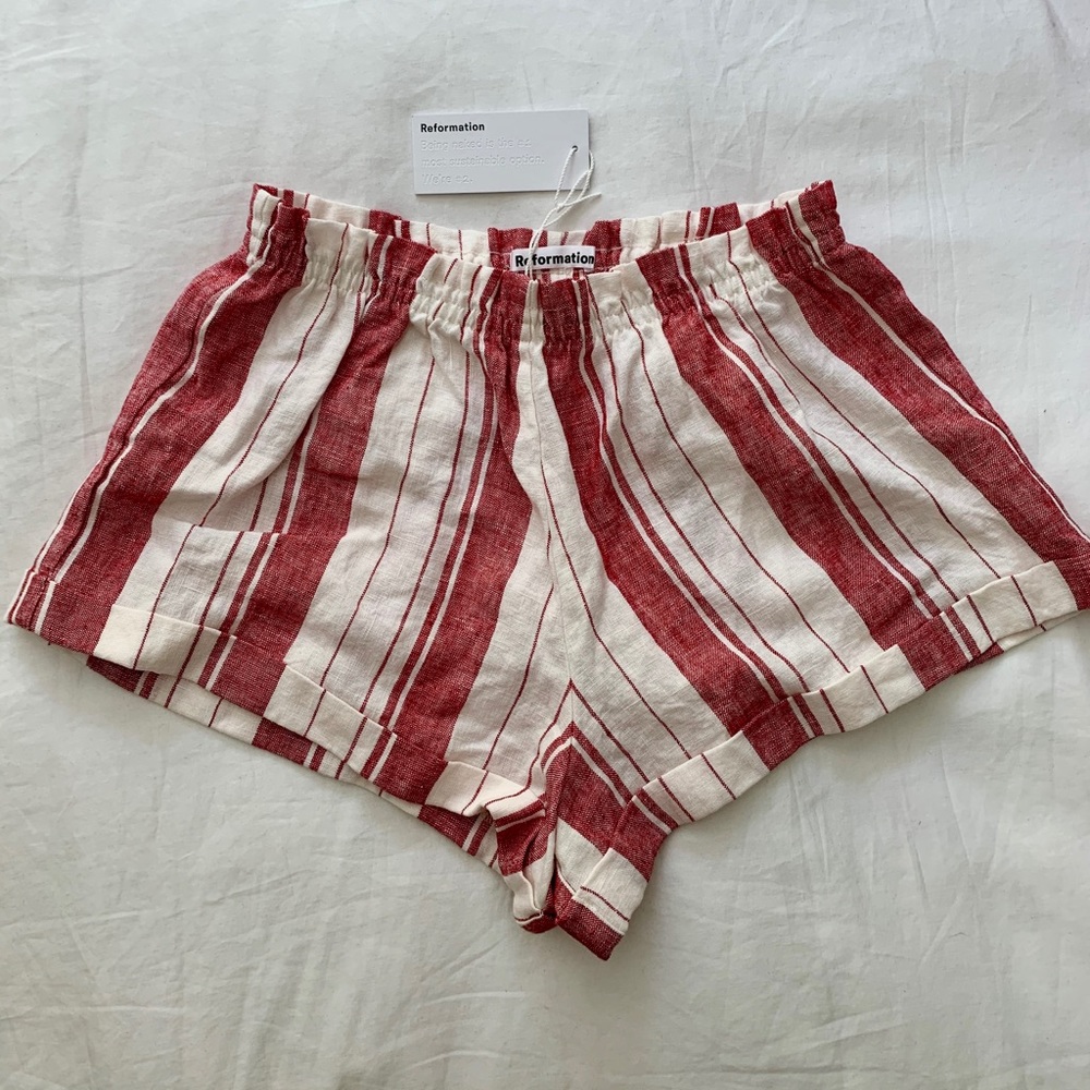 Linen striped reformation shorts